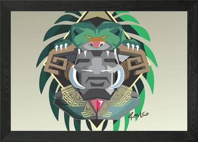 mayan mask Framed Wall Art Poster Canvas Print Picture