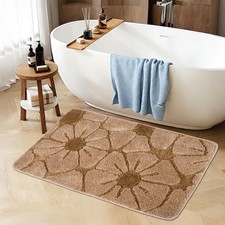 Floral Bathroom Rug 44''X24'', Nature Inspired Soft and Absorbent Shaggy Bath...