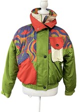 Giacca vintage Mistral donna extra small verde multicolore sci cappotto windsurf anni 90