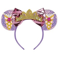 Glitter Crown Bow Headband for Girls, Sparkly Sequin Hair Accessory with Rhin...