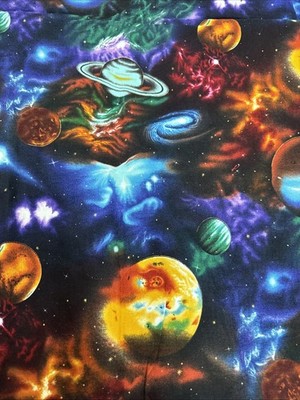 Colorful Stargazers Planets Stars Space Galaxies Cotton Fabric BTHY #56