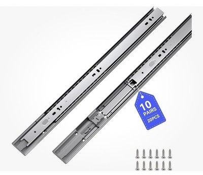 Soft Close Drawer Cabinet Slides 22 Inch | 10 Pairs | Side Mount Heavy Duty