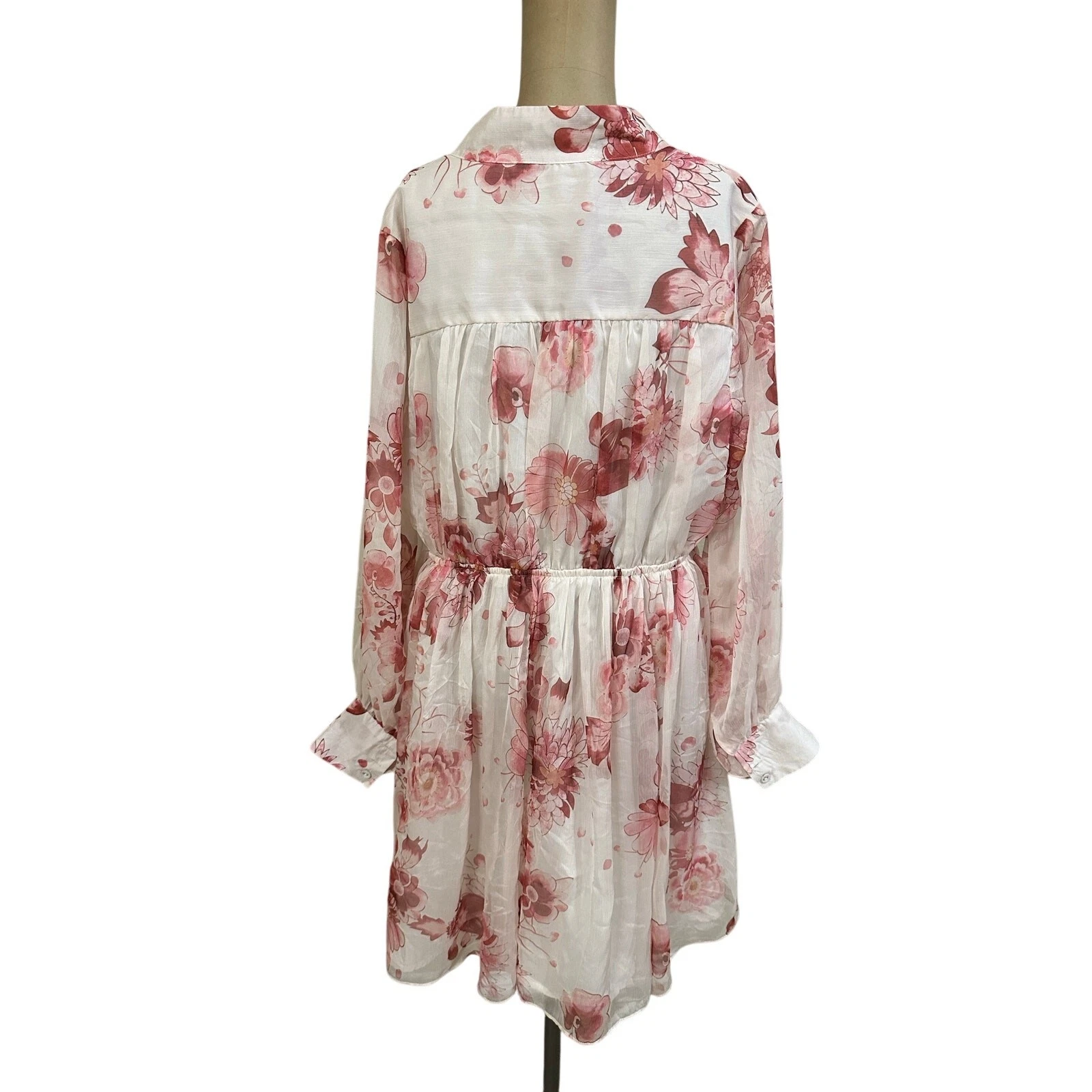 Mini Abito Sante Grace Vetements Rosa Trasparente Floreale Impero Vita Manica Lunga 1X