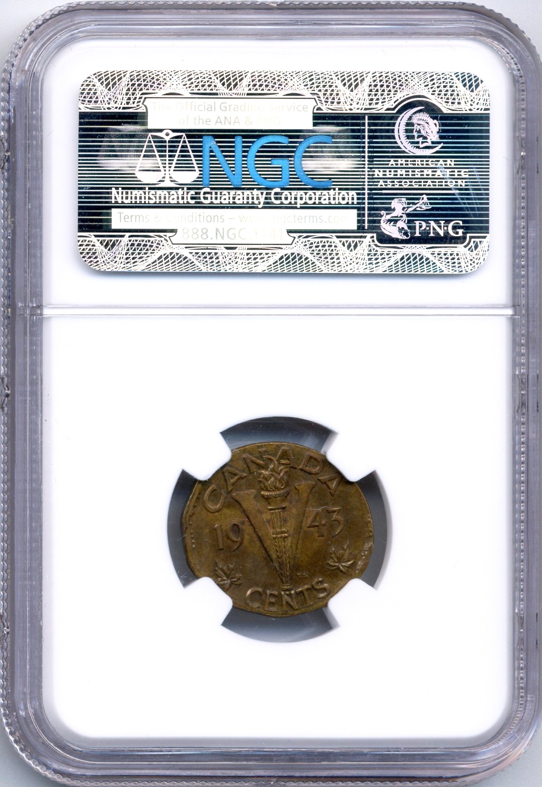 1943 Canada 5 Cents, MINT ERROR, Struck on an Elliptical Planchet - NGC MS62
