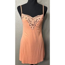 Victorias Secret Womens Sz XS Coral Pink Lace Nightgown Nighty Slip Dress