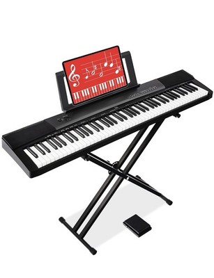88-Key Digital Piano Set w/ Semi-Weighted Keys, Stand, Sustain Pedal-NIB
