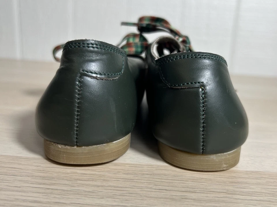 Adelisa и Co ручной работы кожаные туфли размер 34 США 2,5Y зеленый Мэри Джейн лента галстук - Изображение 4 из 4