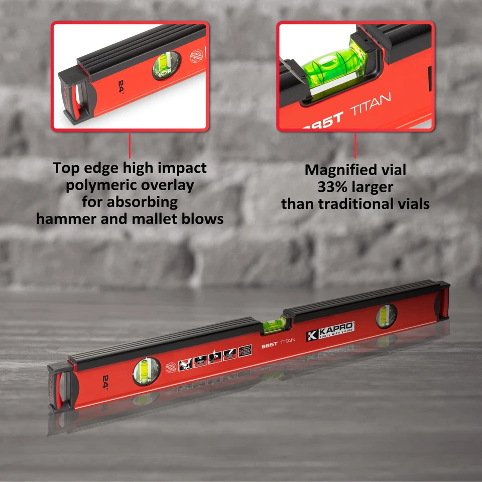 - 985T Titan Professional Mason Box Level - Features Magnified and Shock-Proo... - Image 3 of 4