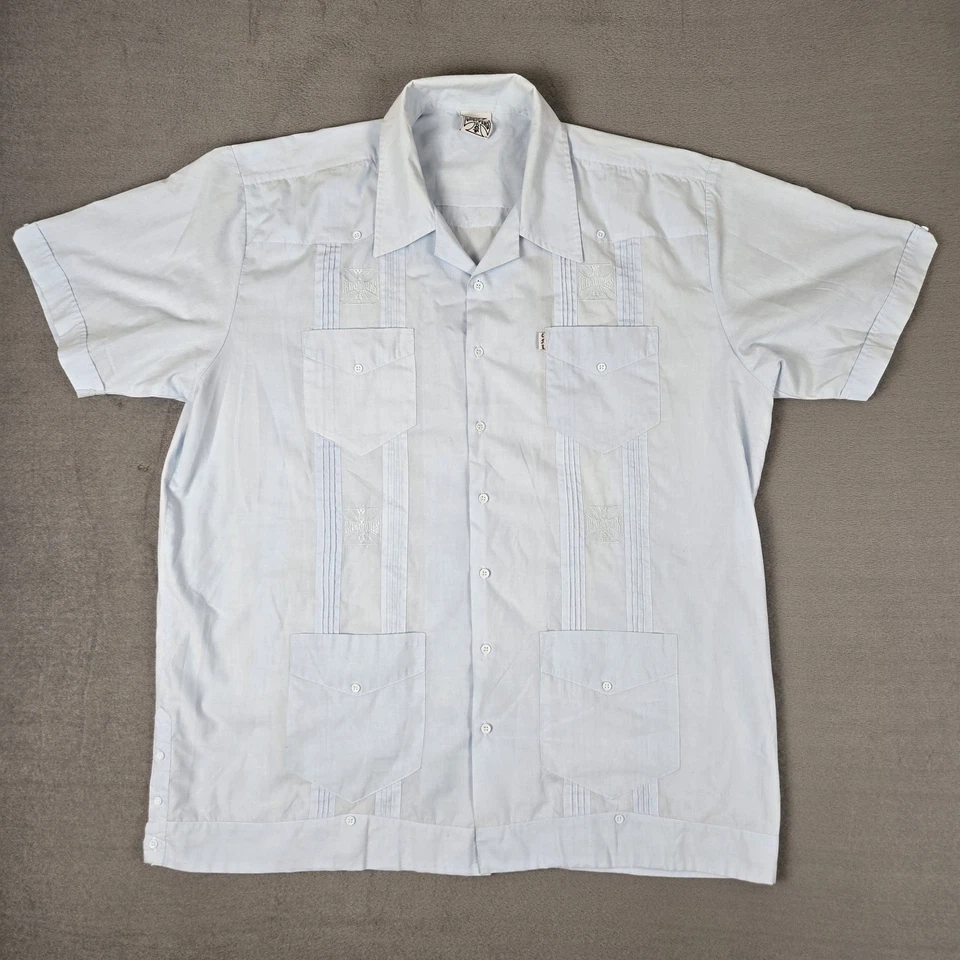 Camisa De Colección West Coast Choppers Para Hombres 2XL Abotonada Guayabera Azul Jesse James Foto 2 de 4