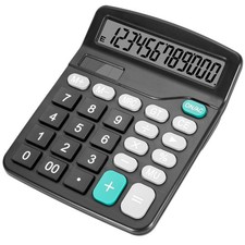 Big Button 12 Digit Desktop Calculator Dual Power Solar Battery Large Display