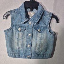 The Childrens Place Girls Blue, Jean Denim Jacket, sleeveless, 12-18 M