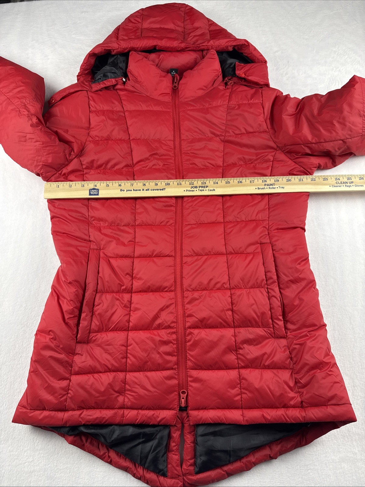 Swiss Tech Womens Quilted Puff Coat Removable Hood Red Black Size Medium Jacket image 3