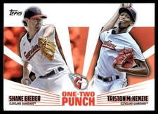 2023 Topps #12P-13 Shane Bieber / Triston McKenzie One-Two Punch MLB Baseball