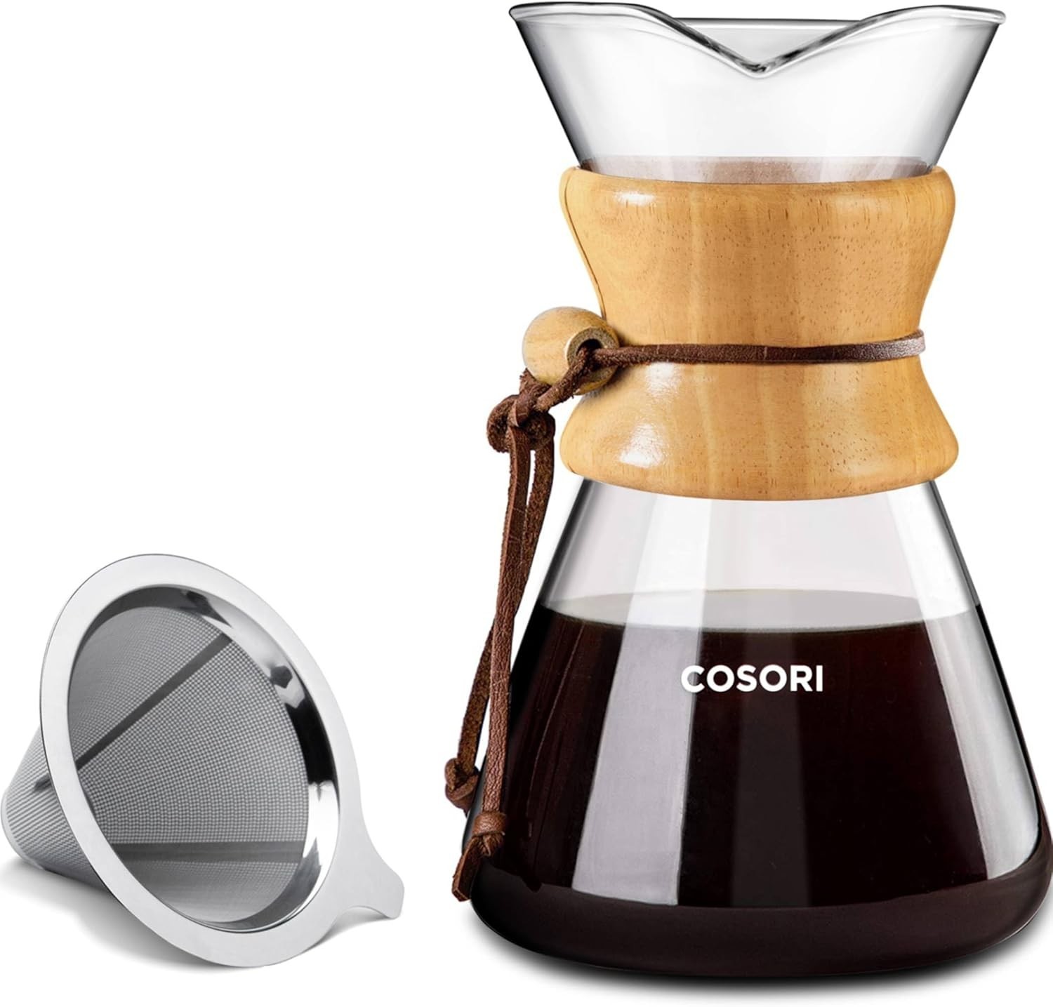 W/ Double Layer Stainless Steel Filter 8-cup 34oz Drip