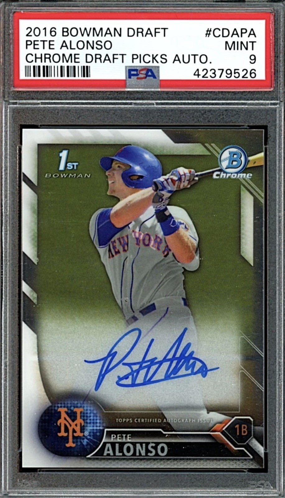 2016 Bowman Chrome Draft Pete Alonso 1st Bowman Auto – PSA 9 MINT 🔥