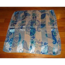 Vintage Blue Paisley  Floral Scarf pinup retro rockabilly scarve bow gypsy boho