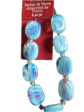 Czech Glass Lt Blue Lentil Beads 9pc Bead Landing 13mm