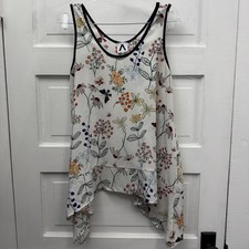 Asymmetrical Hem Dress Womens Size 1 Floral Sleeveless Unbranded Made In USA