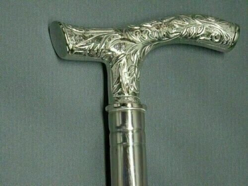 Noble Luxury Silver Steel Walking Stick Hiking Cane Fritz Stick Vintage Gift - Bild 4 von 7