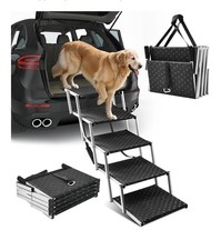Dog Ramps for Car 17  Wide Foldable Dog Stairs with Non Slip Surface