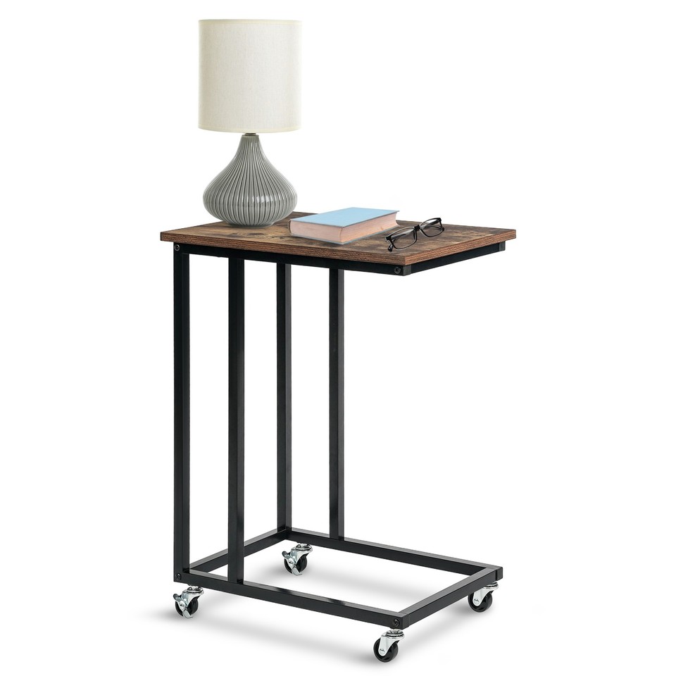 IvoQ Table d'Appoint – Table d'Appoint sur Roulettes – Industriel