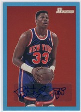 2009 Bowman Patrick Ewing Blue Parallel Card Signed Sticker Auto