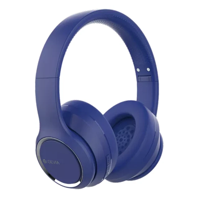 Devia Kintone Foldable On-Ear Wireless HD Headphones Bluetooth Blue - New