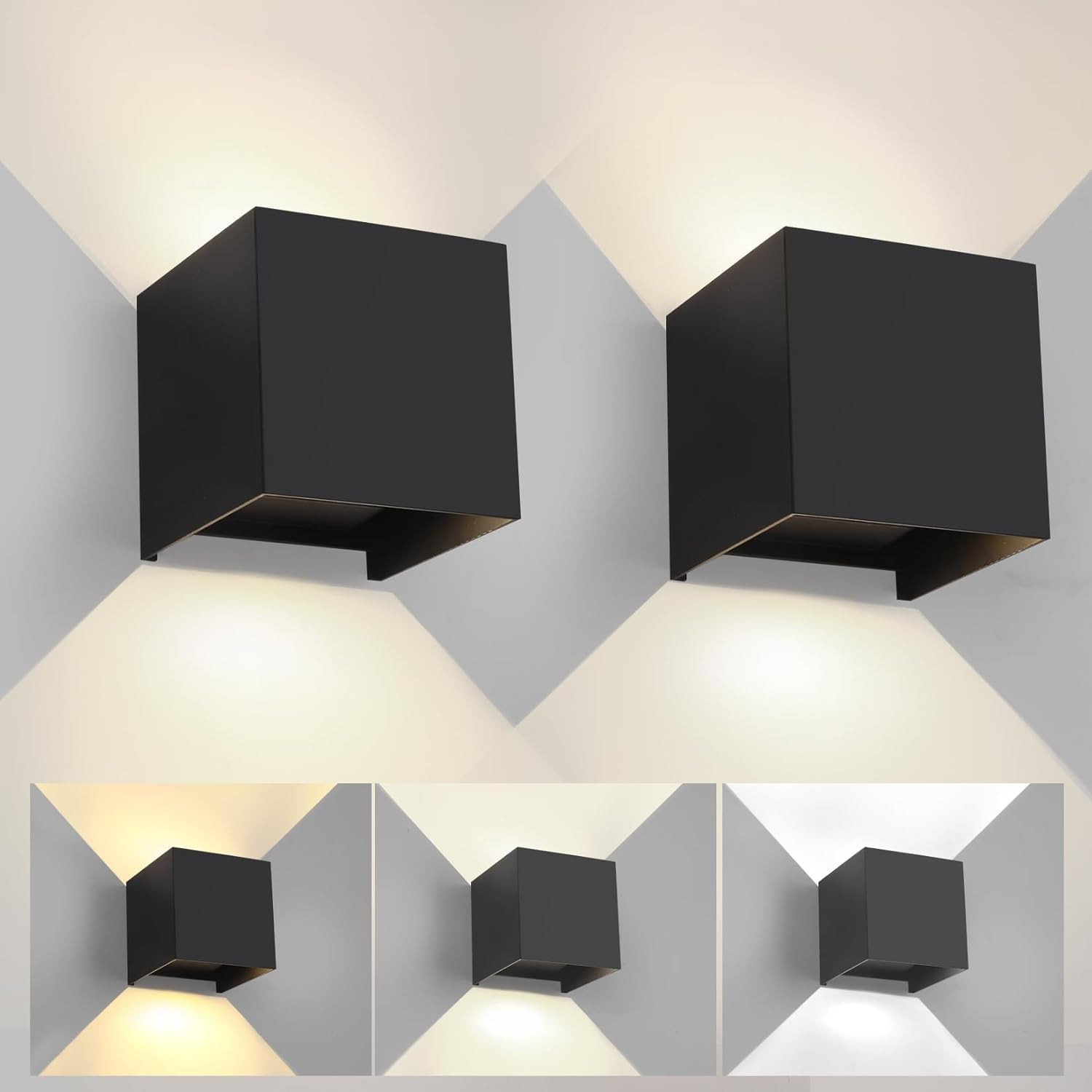Set 2 Applique LED 12W Design Cubo - Illuminazione CCT Regolabile