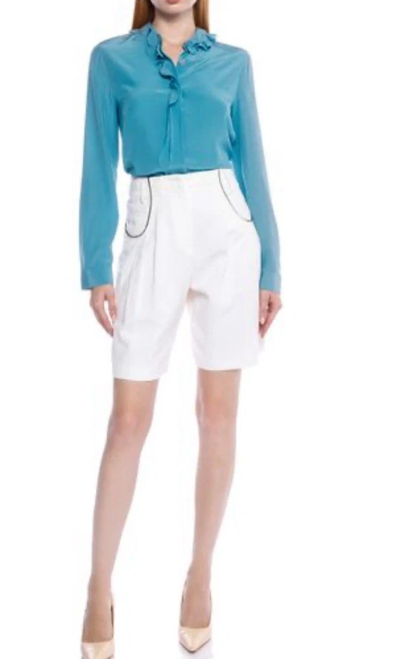 Camisa para mujer Emporio Armani 100 % seda con volantes delanteros NUEVA talla 8 Foto 3 de 4