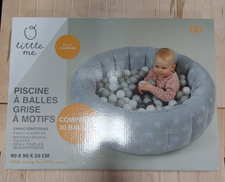 Little Me Soft Baby Ball Pit Pool Grey Stars 90x90x30cm Includes 30 Balls New
