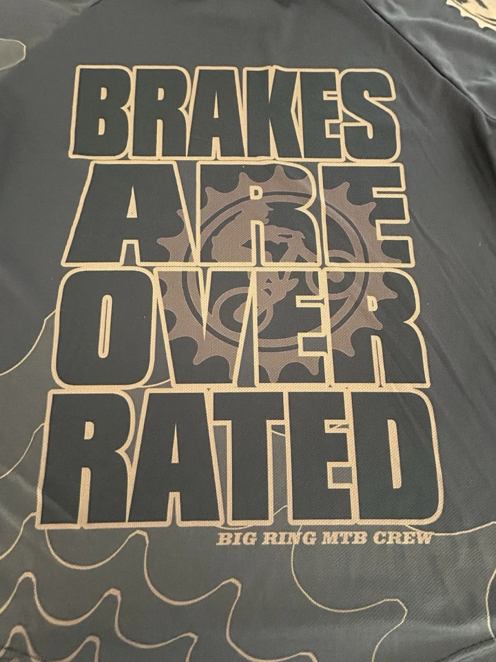 Camiseta deportiva Big Ring MTB Crew para hombre de bicicleta de montaña mangas 3/4 - Los frenos están sobrevalorados, S Foto 3 de 4