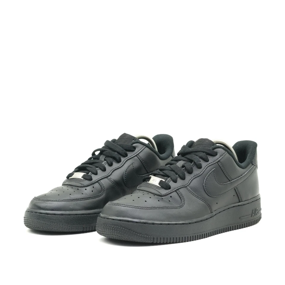 Nike Damen Air Force 1 Low Schuh Schwarz Leder Top Atmungsaktiv Sneaker EU 40 - Bild 3 von 4