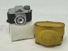 Vintage Crystar Mini Spy Camera w/ YELLOW Leather Case, All Made in Japan