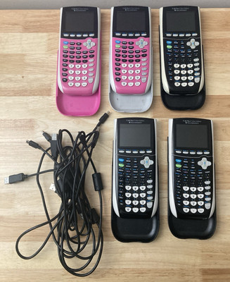 Five (5) Texas Instruments TI-84 Plus C Silver Edition Graphing ...