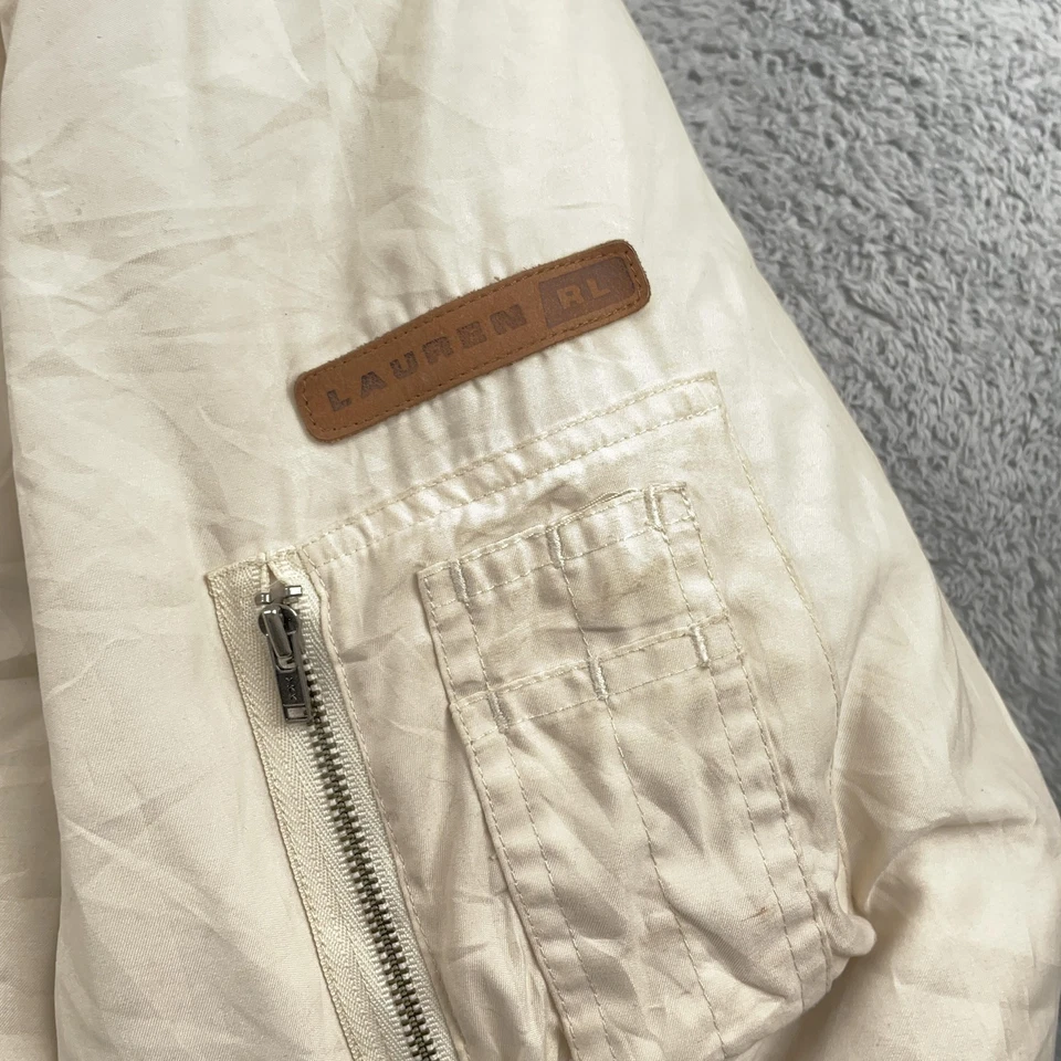 Lauren Ralph Lauren Parka Feminino Médio Creme Capuz Tampão Acabamento de Pele Sintética - Imagem 4 de 4