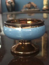 Antique Blue Copper Luster Master Salt Mid-to-Late 1800s - 2" x 2 3/4"