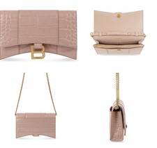 Balenciaga Hourglass Wallet on Chain Crocodil...