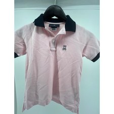 Psycho Bunny Pink Short Sleeve Polo Shirt Boys Girls Kids Size S 7 8 Bunny Logo