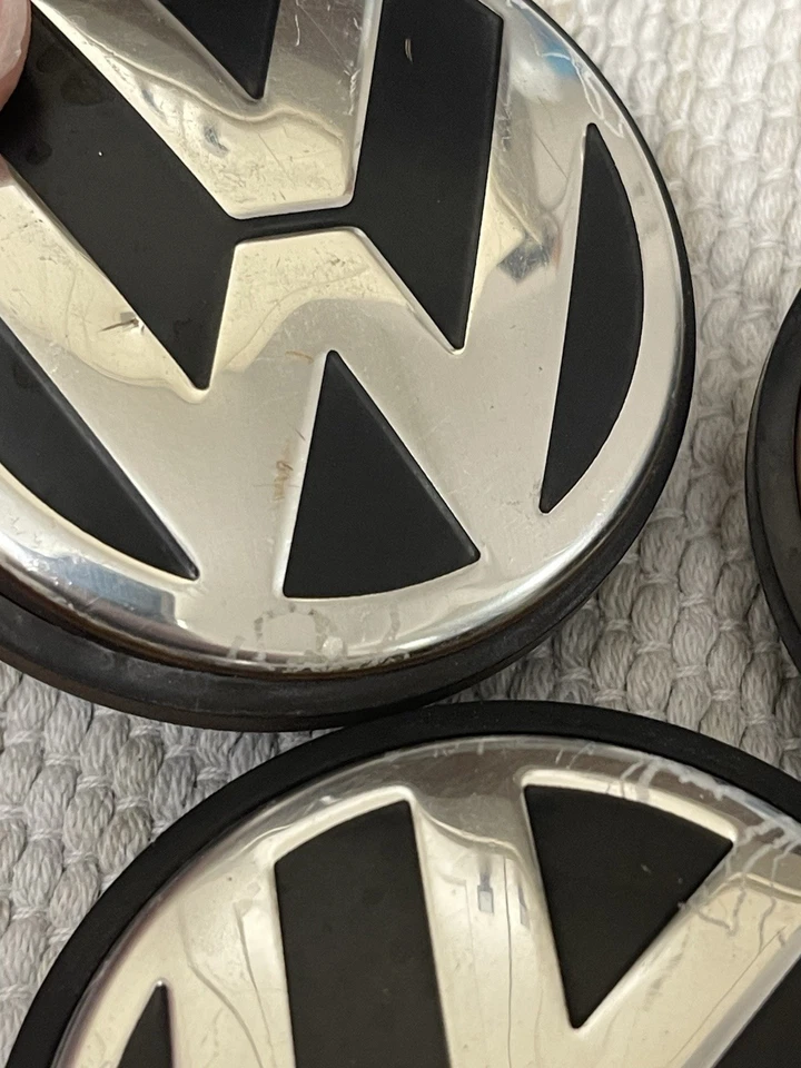 Volkswagen Beetle CC EOS Golf Jetta 3B7 601 171 Wheel Center Caps Set Of 3 VW - Image 3 of 4
