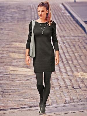 loose black sweater dress Pearl-Detail Cut-Out Mini Dress in Black - 2 / Long main image 1