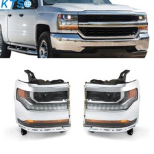1 Pair Headlights For Chevy Silverado 1500 2016-2018 HID/Xenon w/ LED DRL