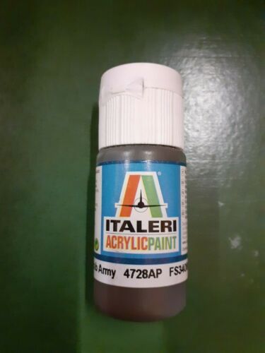Colori Modellismo ITALERI 20 ml Acril. FLAT Olive Drab Army4728AP F.S.34088 - Afbeelding 1 van 2
