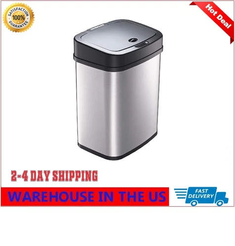 Bote De Basura Para Cocina 3 Galones Acero Inoxidable Con Sensor De Movimiento