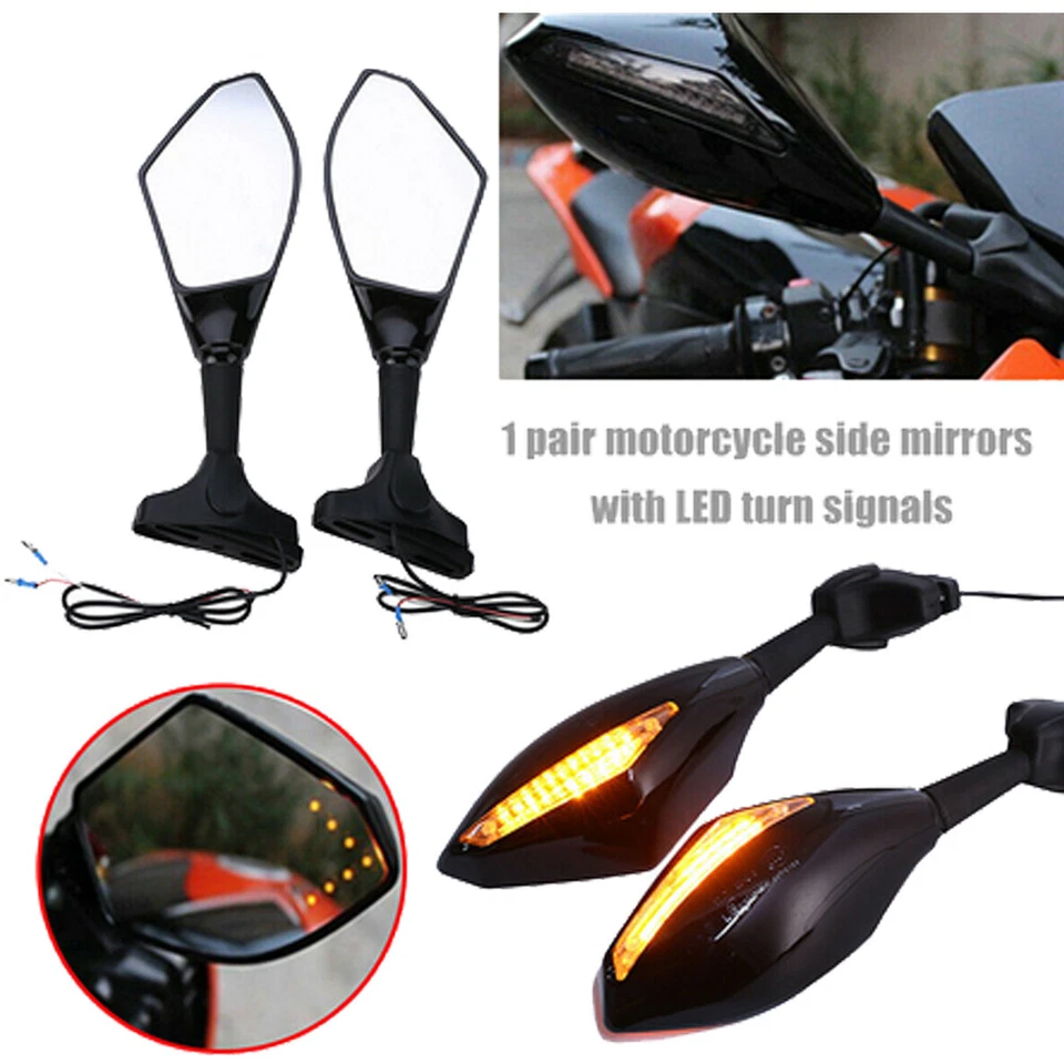 Espejos retrovisores LED para motocicleta Yamaha YZF R1 R6 R6S FZR600 YZF-R1 YZF-R6 Foto 4 de 4