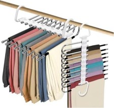 2Pack Pants Hangers Space Saving 9 Layer Collapsible Trousers Non Slip