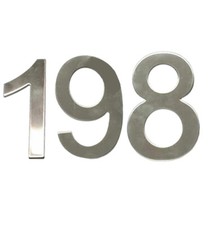 Stick-On House Numbers - No 198 - Stainless Steel - 10cm - Door, Fence, Gate