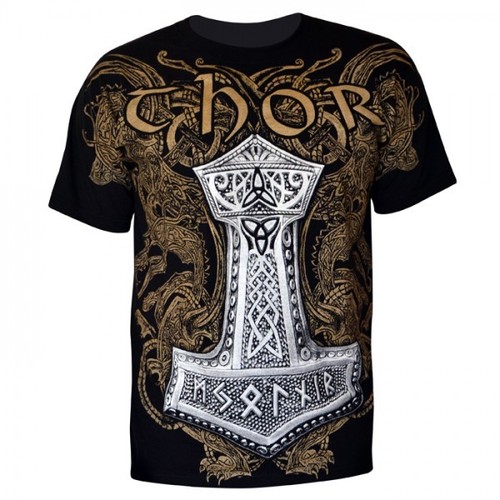Nordic Barbarian Face T-Shirt Vichinghi Odin Valhalla Vichingo Thor