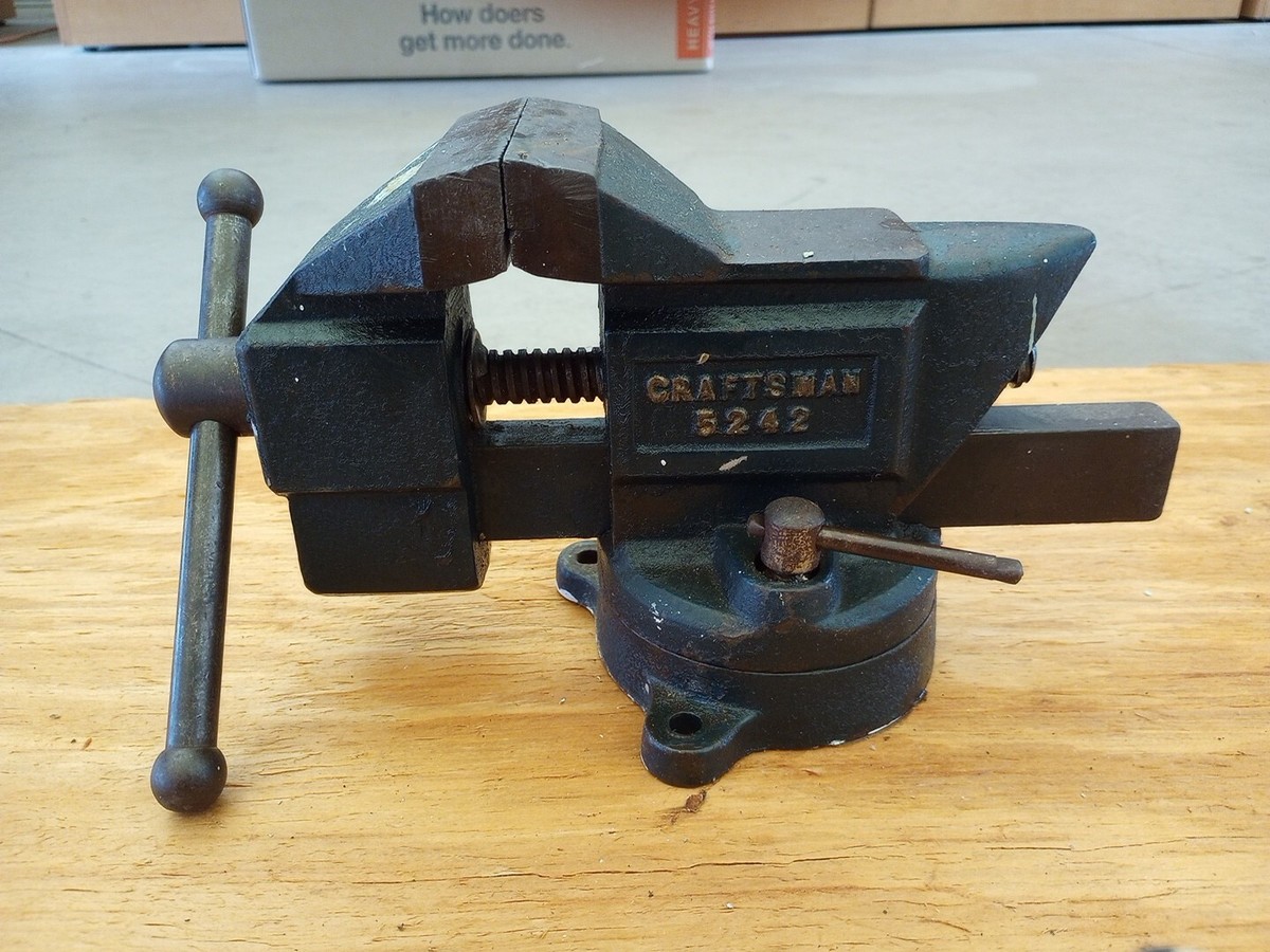 Vintage Craftsman 5242 Bench Vise 3 1/2 Jaws Swivel Base 1940's
