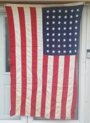 Vintage 48 Star Dettras Bulldog Bunting American Flag 4' x 6