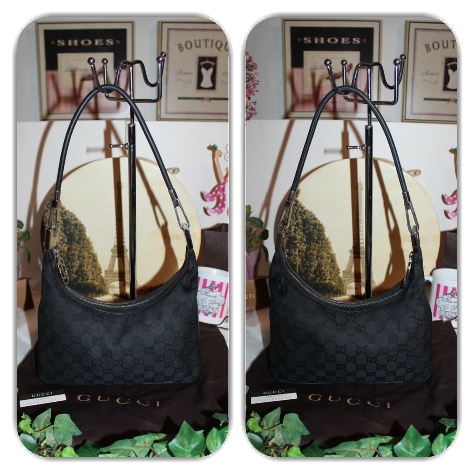 ALLURING GUCCI BLACK GG MONOGRAM SMALL HANDBAG! - image 8